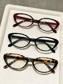 1 Caja de Gafas Retro de Ojo de Gato Transparentes para Mujer, Ligeras y Cómodas, Estilo Y2K Regreso a la Escuela, Adecuadas para Uso Diario, Oficina y Desplazamientos - Multicolor - Ver 2