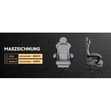 PVC Leather Gaming Chair, Gaming Chair With Massage Pedals, Ergonomic Computer Chair, Gaming Chair, Office Chair, 150 Kg Load Capacity, Grey - Grey - View 3