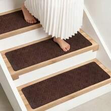 Alfombra Antideslizante para Escaleras 15 Piezas de Adhesivo para Escaleras de Madera antideslizante y adhesiva para garantizar la  de personas mayores niños y mascotas 76 x 20 cm . - marrón - Ver 8