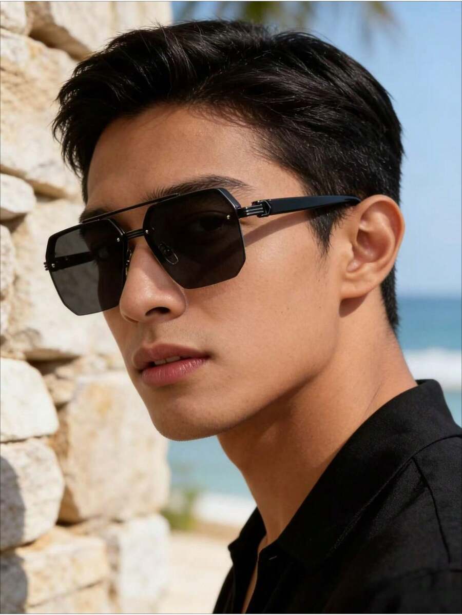 HOYNI 这款男士双梁方形时尚眼镜造型精美,专业复古经典风格,轻盈舒适,黑色镜框搭配黑色镜片,适合旅行、度假、日常佩戴、海滩骑行和运动。是夏季海滩度假和户外旅行的必备单品。 - 彩色 - 查看 1