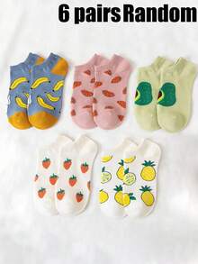 Vớ ngắn nữ mùa xuân/hè, vớ cổ thấp, họa tiết trái cây hoạt hình Nhật Bản dễ thương, đa năng & - Nhiều màu - Xem 10