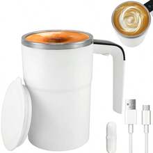 12.85oz Stainless Steel Electric Drip Coffee Mug With Magnetic Stirrer And Temperature Display, USB Powered, Suitable For Milk, Chocolate, Mocha - Portable, Perfect Christmas Gift, 200mAh Battery - Multicolor - View 9