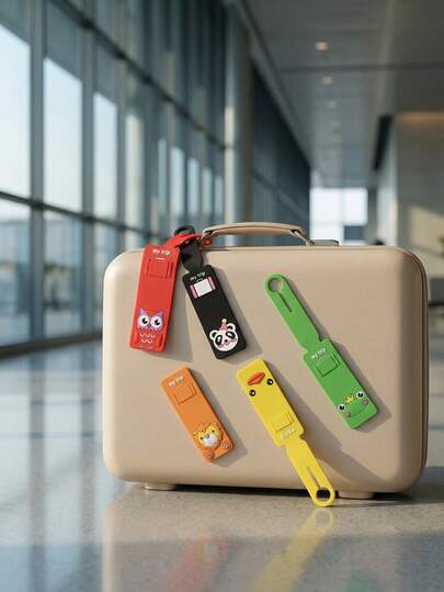 Bộ 5 thẻ hành lý, thẻ đựng thẻ, thẻ tên, dùng cho du lịch, tuần trăng mật, đại học, cặp sách, đi máy bay, hành lý, kỳ nghỉ, có thẻ tên/ID, chống thất lạc, nhỏ gọn, hình hoạt hình, dễ thương, hình động vật.