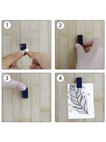 30pcs Self-Adhesive Wall Tapestry Clips, Plastic Adhesive Clips, Small Hanging Spring Clips, Double-Sided Adhesive Spring Clips, Suitable For Posters, Photo Paper, Flags, Home And Office, Strong Adhesive Brackets, Suitable For Dorm Wall Art, Quick Installation Without Drilling - Black - View 6