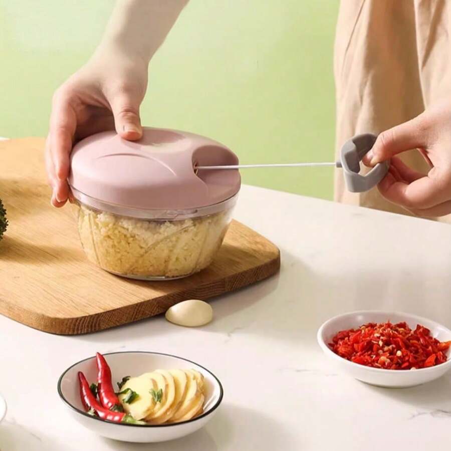 1 cái dụng cụ ép tỏi thủ công, máy băm tỏi 2 lưỡi. - Màu xanh nhạt - Xem 1