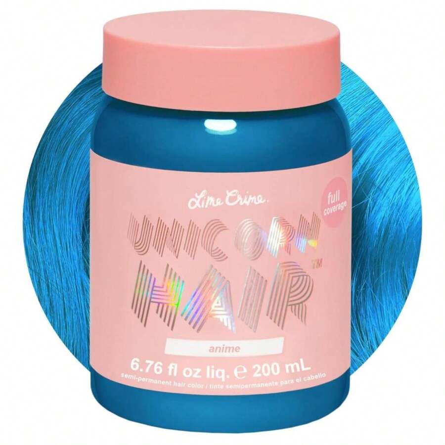 Lime Crime Unicorn Hair Dye Full Coverage, Anime (Candy Blue) - Vegan And Cruelty Free Semi-Permanent Hair Color Conditions &Amp; Moisturizes - Temporary Blue Hair Dye With Sugary Citrus Vanilla Scent - ColorA - 查看 1