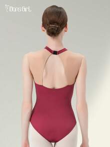 DonsGirl 1 pièce Justaucorps de ballet pour femme, tenue de danse - Maille élastique matelassée, col montant élégant, taille en velours, combinaison (avec soutien-gorge matelassé intégré) - Rouge foncé - Voir 11