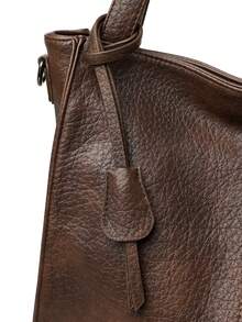 Genuine Soft Leather Tote Bag, Women's Shoulder Crossbody Bag, Large Capacity Handbag - Brown - View 9