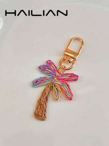 HAILIAN A Charming Woven Coconut Tree-Shaped Raffia Grass Accessory, Presenting Intricate Interweaving In Various Colors. It Can Perfectly Serve As A Bag Accessory Or Car Keychain, And Also Makes A Lovely Small Gift For Holidays Or Birthdays. - Multicolor - View 8