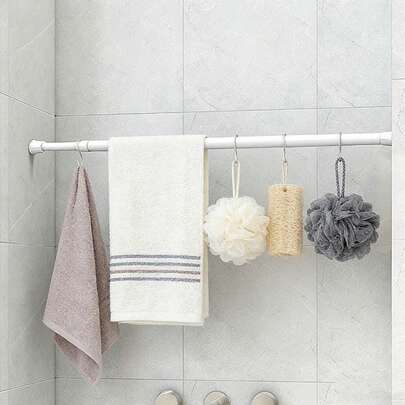 1 pieza Barra de cortina extensible, Barra de cortina de ducha, Sin necesidad de perforación, Barra de tensión, Barra organizadora de cocina, Barra de cortina de ducha, Barra de cortina, Barra colgante de armario, Accesorio de baño, Accesorio de dormitorio, Decoración del hogar, Divisor de habitación, Longitud ajustable, Adecuado para baño, cocina, armario, cortinas, cortinas transparentes, cortinas de puerta, secadora, accesorio de baño minimalista