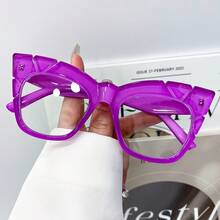 New Cat-Eye Fashionable Versatile Glasses| Candy Color Combinations, Suitable For Both Men And Women For Everyday Casual Wear And Decoration, Full-Frame Lenses With Gold Hinges. - 黑色的 - 查看 2
