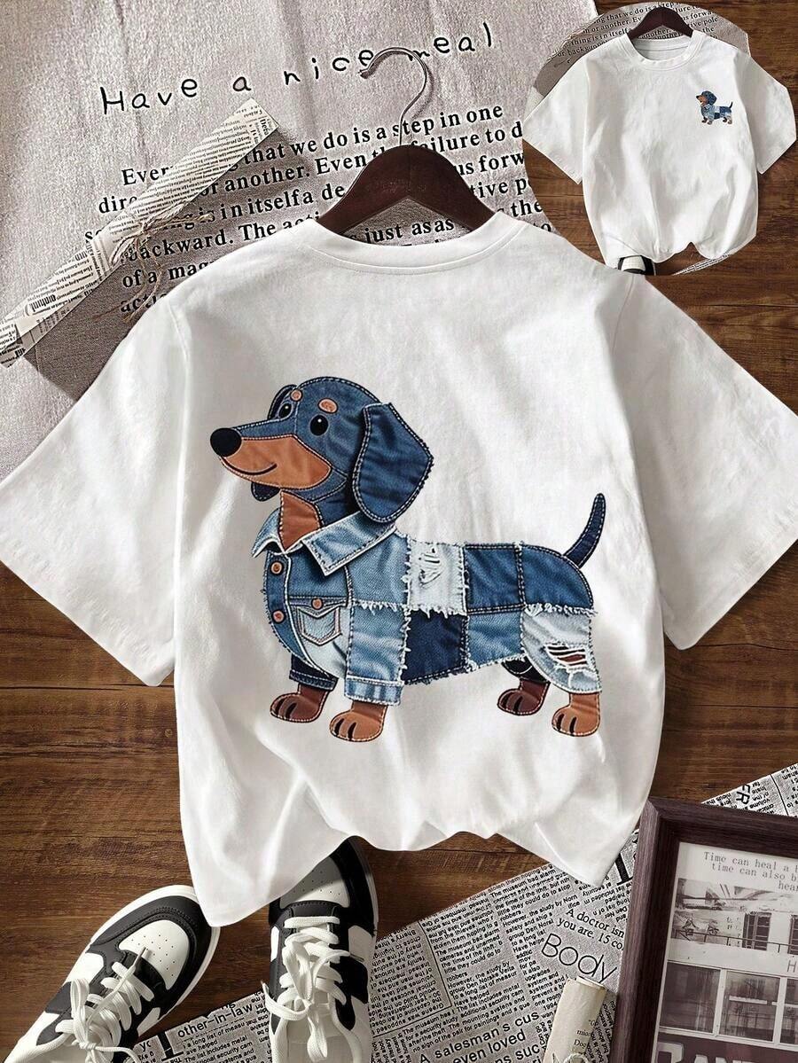Camiseta de mujer de manga corta con cuello redondo y estampado de árbol de coco, informal y de verano |   Diseño exquisito |   Suelto y cómodo |   Fácil de combinar | - Blanco 5 - Ver 1