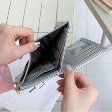 Korean Style Crocodile Embossed Short Wallet, Multifunctional Card Holder, Minimalist Niche Foldable Large Capacity Wallet For Women Money Wallet Mini Wallet Purse Wallet Small Wallet Cute Wallet Travel Essential Summer Small Wallet - Multicolor - View 11