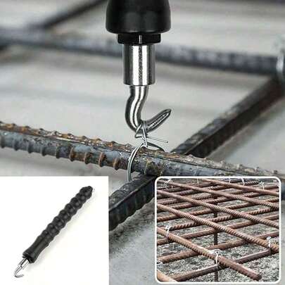 1 قطعة مشبك ربط قضبان فولاذية شبه آلي، خطاف سحب مستقيم، أداة ربط سلك فولاذي، خطاف سحب فولاذي