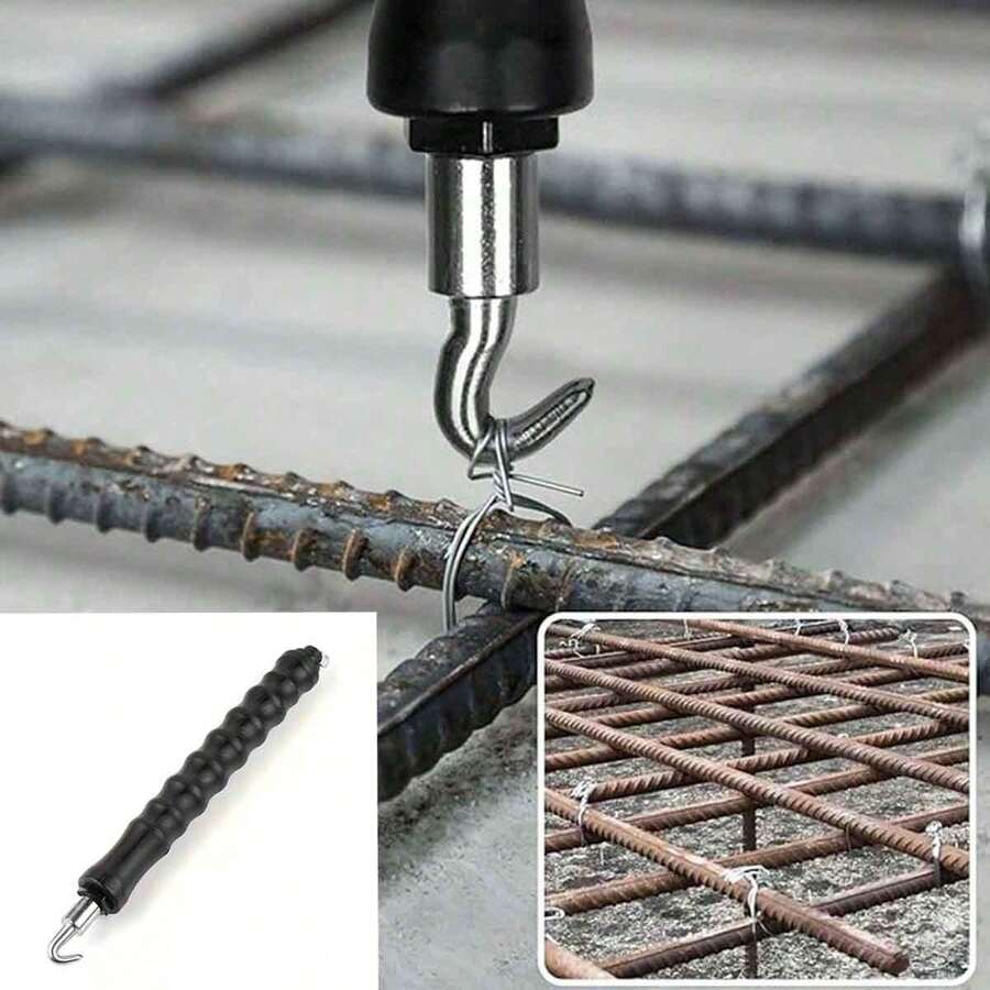 1 pieza Hebilla de amarre de barra de acero semiautomática, Gancho de varilla de tracción recta, Herramienta de atado de alambre de acero, Gancho de tracción de barra de acero