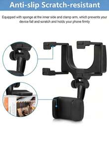 1 pieza Soporte para teléfono móvil en el espejo retrovisor del coche, Clip para cámara de salpicadero del automóvil, Soporte para teléfono del coche, Soporte de navegación - A - Ver 4