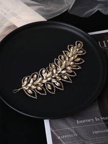 1 peça de elegante tiara feminina de luxo em dourado champanhe com penas e strass, acessório de cabelo sofisticado para noivas e casamentos, versátil para ocasiões formais, verão, praia, festas e aniversários. - Ouro - Ver 2