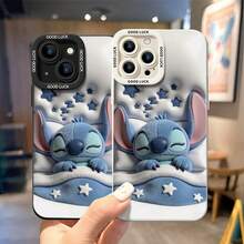 Disney Lilo & Stitch Stitch Phone Case – Sleeping Stitch Design With Star & Blanket Accents, "GOOD LUCK" Text On Camera Frame, Shockproof Protective Cover For IPhone (Available In White/Black Frame Options).Cover For IPhone 17, 16, 15, 14, 13, 12, And 11 Pro Models.. A Fun Gift For Family, Friends, Birthdays, Holidays, And Special Occasions. - White - View 4