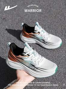 WARRIOR 1 par de zapatillas deportivas con cordones unisex, zapatillas casuales transpirables de malla, zapatos atléticos cómodos y ligeros para parejas - Blanco, azul, naranja - Ver 4