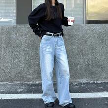 女士腰带，椭圆形紧凑合金扣，休闲无孔设计，适合搭配牛仔裤 - 黑色 - 查看 5