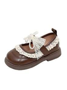 Giày búp bê da Lolita đính ren và ngọc trai mới cho bé gái mùa xuân 2026, đế mềm chống trượt thoáng khí, giày công chúa, giày Mary Jane cho bé gái và trẻ nhỏ. - màu nâu - Xem 7