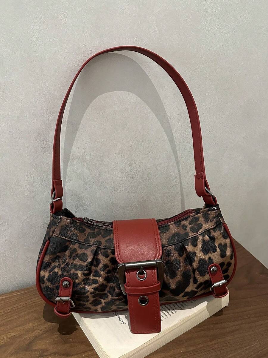 Dedoo Y2K Gothic Style Fashion Rivet Decor Retro Square Decor Women's Shoulder Bag/ Handbag, Suitable For Daily Outings,Ideal For Music Festivals, Rock Style, And 2000s Retro Aesthetic - Red - View 1