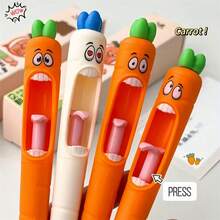 Random Style Screaming Carrot Pens, Funny Screaming Carrot Shaped Ballpoint Pens For Diary Writing, Creative Campus Drawing Tools, Learning Stationery, Push-Button Carrot Shaped Tongue Out Ballpoint Pen 0.5mm Office Supplies - A - View 13