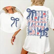 American Honey Coquette 4th Of July T Shirt, Girly Memorial Day T Shirt, Vintage Usa T Shirt, Independence Day T Shirt, Land Of The Free, Merica 4th Of July T Shirt, 4th Of July Fits For Women, 4th Of July, 4th Of July Shirt, 4th Of July Shirt Unisex..Summer Outfits For Women - 白色 - 查看 2