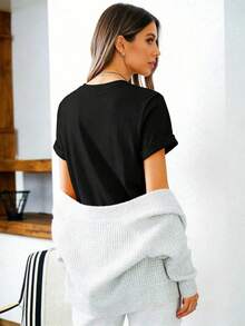 DisneyLilo & Stitch Princess Cosplay Graphic Print Short Sleeve T-Shirt, Pure Cotton Casual T-Shirt, Women's Loose Fit, Elegant Women's Clothing. - 黑色 - 查看 2