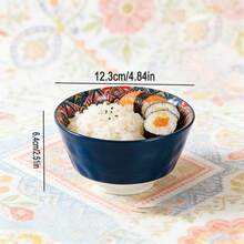 Bộ 4 bát cơm kiểu Bohemian, đồ dùng ăn uống bằng gốm tráng men dưới men, bát ăn sáng tạo và chịu nhiệt. - Nhiều màu - Xem 5