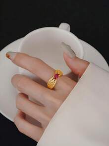 1. Bộ nhẫn đồng sáng bóng kiểu cổ điển, đính đá Zirconia tổng hợp, kiểu dáng thanh lịch và sang trọng. - Nhẫn hở phong cách cung điện - Xem 11