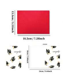 毕业庆祝贺卡 - “恭喜！” 以毕业帽和彩带为特色 - 毕业典礼的完美之选 - 送给毕业生、学生或亲人的绝佳礼物 - 充满喜悦和温馨的祝福 - 查看 2