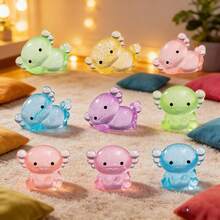 6/12pcs Glow-In-The-Dark Mini Resin Mexican Axolotl Figurines, Compact Mexican Axolotl Decor That Hides In Darkness, Suitable For Miniature Garden Landscape, Crafts, Party Favors (Random Color) - Multicolor - View 8