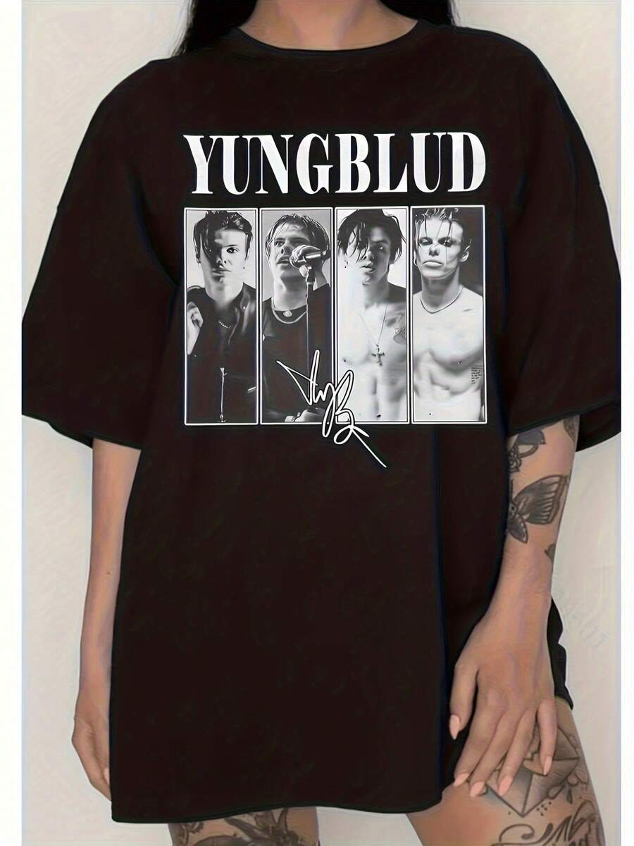 Unisex Pure Cotton T-Shirt, Men's Loose-Fit Youngblood Band Print T-Shirt - Vintage Style Short-Sleeve Crew Neck Shirt, Featuring Classic Photos Of Band Members, Soft Fabric, Machine Washable, Suitable For Everyday Casual Wear In All Seasons (Black),Mens Tshirts,Men Clothes,Mens Clothing,Tops,Summer,T Shirt,Streetwear,Resident Evil,Disney,F1,White T Shirt,Graphic T Shirt,Romwe,Y2k,Goth,Toy Story,Pokemon,Summer Tops,St Patricks Day Tops,Men's Holiday Clothes,Football Jersey,Lightening Mcqueen,Heated Rivalry,Kpopdemonhunters,Band T Shirts,Ghostface,Twilight,Y2k Tops,Christian Clothing,Goth Clothing,Leavers Shirt 2026,Pink,Dinosaur,Arsenal,Cars,Scream,Cotton T Shirt Men WRIY - Black - View 1