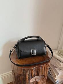 Tas Tote Motif Leci Berkualitas dengan Banyak Kantong, Tas Tangan Modis Warna Polos untuk Penggunaan Sehari-hari, Dapat Dibawa di Bahu, Selempang, atau Dipegang di Tangan - Hitam - View 9