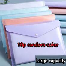 5pcs A4 File Folders, Waterproof Large Capacity Document Storage Bags, Transparent Plastic Snap Closure, Student Test Paper & Stationery Storage Bags, Contract Holder Business Office Supplies - Multicolor - View 8