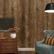 1 Roll 3D Wood Grain Wallpaper, Deep Brown Color, PVC Self-Adhesive Wall Decor Sticker For Kitchen, Bedroom, Living Room, Walnut Color PVC Removable Wallpaper - Wood Grain - View 5