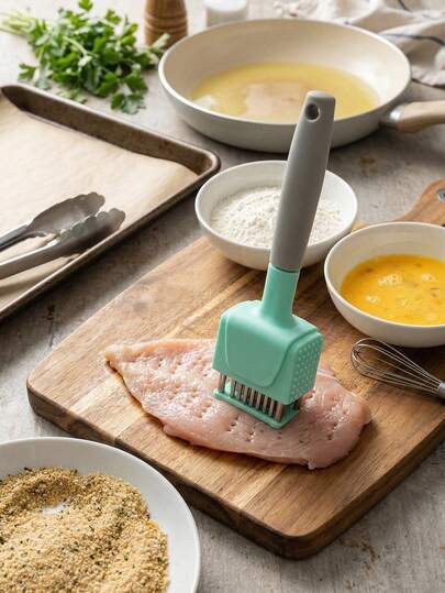 Aguja de acero inoxidable para ablandar carne, ablandador de carne cuadrado de rebote automático, resistente a la oxidación.