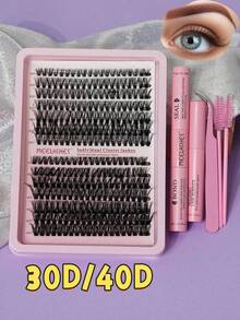30D/40D 热熔蓬松自然3D分段柔软假睫毛套装，睫毛，假睫毛，假睫毛 - 黑色 - 查看 2