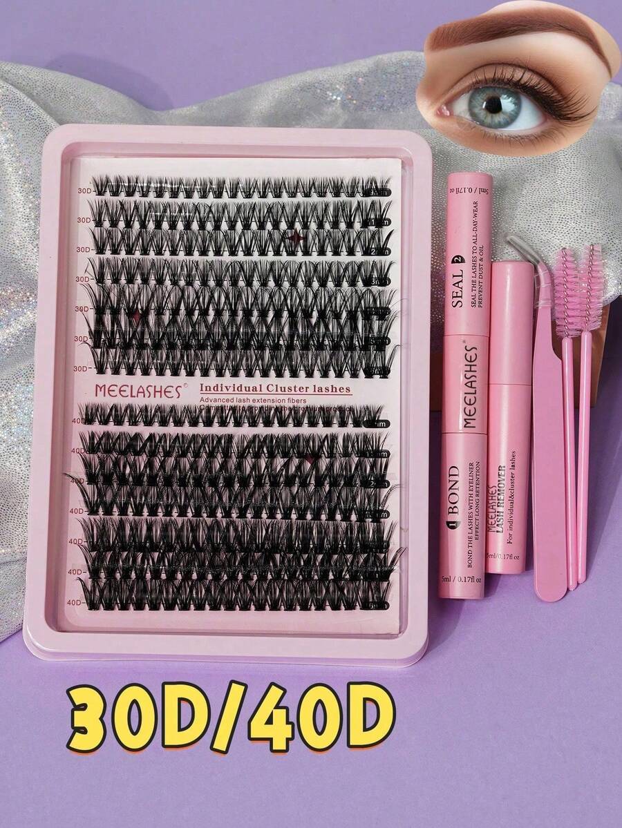30D/40D 热熔蓬松自然3D分段柔软假睫毛套装，睫毛，假睫毛，假睫毛