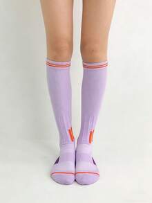 1/6 pares de calcetines de compresión altos hasta la rodilla, delgados, para yoga, fitness y deportes, para primavera/verano - Multicolor - Ver 14