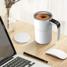 12.85oz Stainless Steel Electric Drip Coffee Mug With Magnetic Stirrer And Temperature Display, USB Powered, Suitable For Milk, Chocolate, Mocha - Portable, Perfect Christmas Gift, 200mAh Battery - Multicolor - View 2