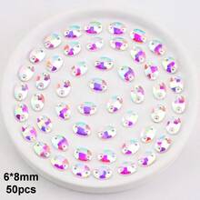 玻璃水晶,AB彩,各种形状,手工闪亮水晶缝纫,手工水晶水钻装饰珠,平底穿孔宝石,DIY配件,缝纫宝石,水钻,用于装饰衣服、连衣裙、包包、鞋子、胸针、耳环、手工艺品。 - 彩色 - 查看 47