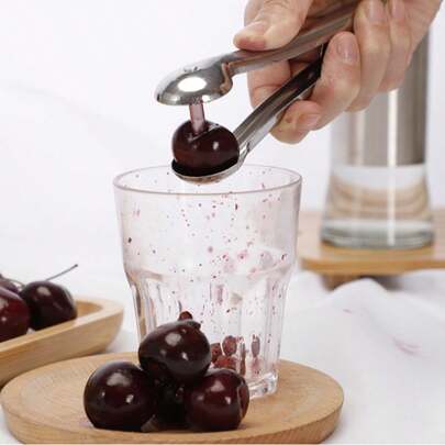 1个樱桃去核器，带锁定装置 | 樱桃采摘器 | 樱桃去核器，适用于烘焙、橄榄等厨房用品 | 制作新鲜樱桃菜肴的樱桃机