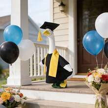 Porch Goose Outfit, Graduation Goose Statue Clothes Hat With Costume Garden Decoration - Black 1pc - View 4