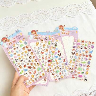 高品质闪亮3D立体贴纸，可爱卡通海洋动物主题闪光贴纸，日式可爱防水泡泡贴纸，美观装饰贴纸，适用于日记本、剪贴簿、手机壳、笔记本电脑，是儿童、青少年和文具爱好者的理想之选。