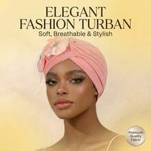 Awegeo Sombrero turbante de mujer con decoración de flor de satén, envoltura suave y elástica para la cabeza para uso diario, verano, playa - pañuelo para la cabeza - Ver 9