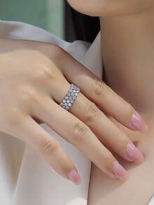 Nhẫn Moissanite bạc 925 cao cấp, không gây dị ứng, nhẫn đính hôn/cưới, thiết kế tối giản, dễ đeo hàng ngày, quà tặng cho ngày Valentine, sinh nhật, đám cưới, kèm hộp quà và giấy chứng nhận. - Bạc - Xem 4
