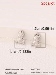 2pcs Stainless Steel Cute Bear Pendant Findings Fashion 18K Gold Plated Charms For DIY Jewelry Making Supplies Accessories - Pendants - View 7