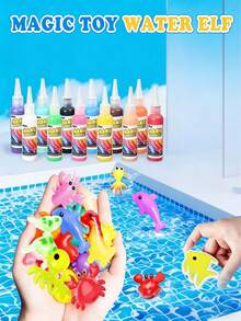 Juego de juguetes de gel mágico con agua que brilla, set de gel apretable para aliviar el estrés (incluye gel mágico y molde), set de manualidades con perlas de agua, juguete de gel suave DIY, juguete sensorial de criaturas de gel mágico que brillan con agua, manualidad creativa, actividad divertida para el hogar, regalo de Navidad, regalo de cumpleaños - Multicolor - Ver 8